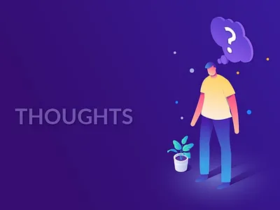 Thoughts! character design colorful gradients human idea illustration isometric man orthographic view person perspective