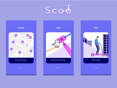 Scooter App - User Onboarding android app app concept cards design experience flat illustration ios maps mobile app design onboarding onboarding screen scooter ui ui ux ui ux design user interface user onboarding ux design