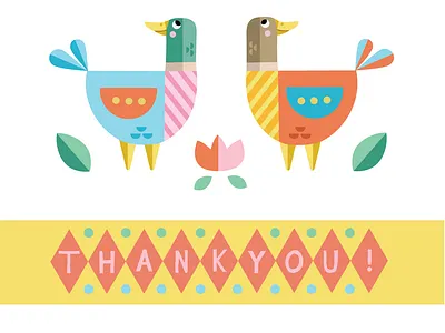 Thank You Card with Ducks childrens book illustration design digital illustration illustration