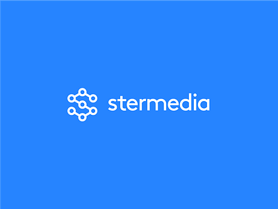 Stermedia Logo ai blue brand branding clean design flat icon identity lettering logo mark minimal software house tech type typography vector