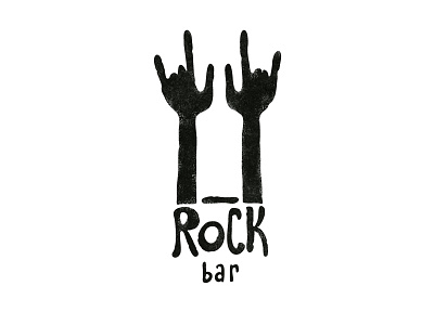 Rock bar art bar bottle hands logo rock