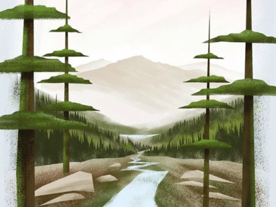 Oregon Landscape forest illustration mountain trees wacom