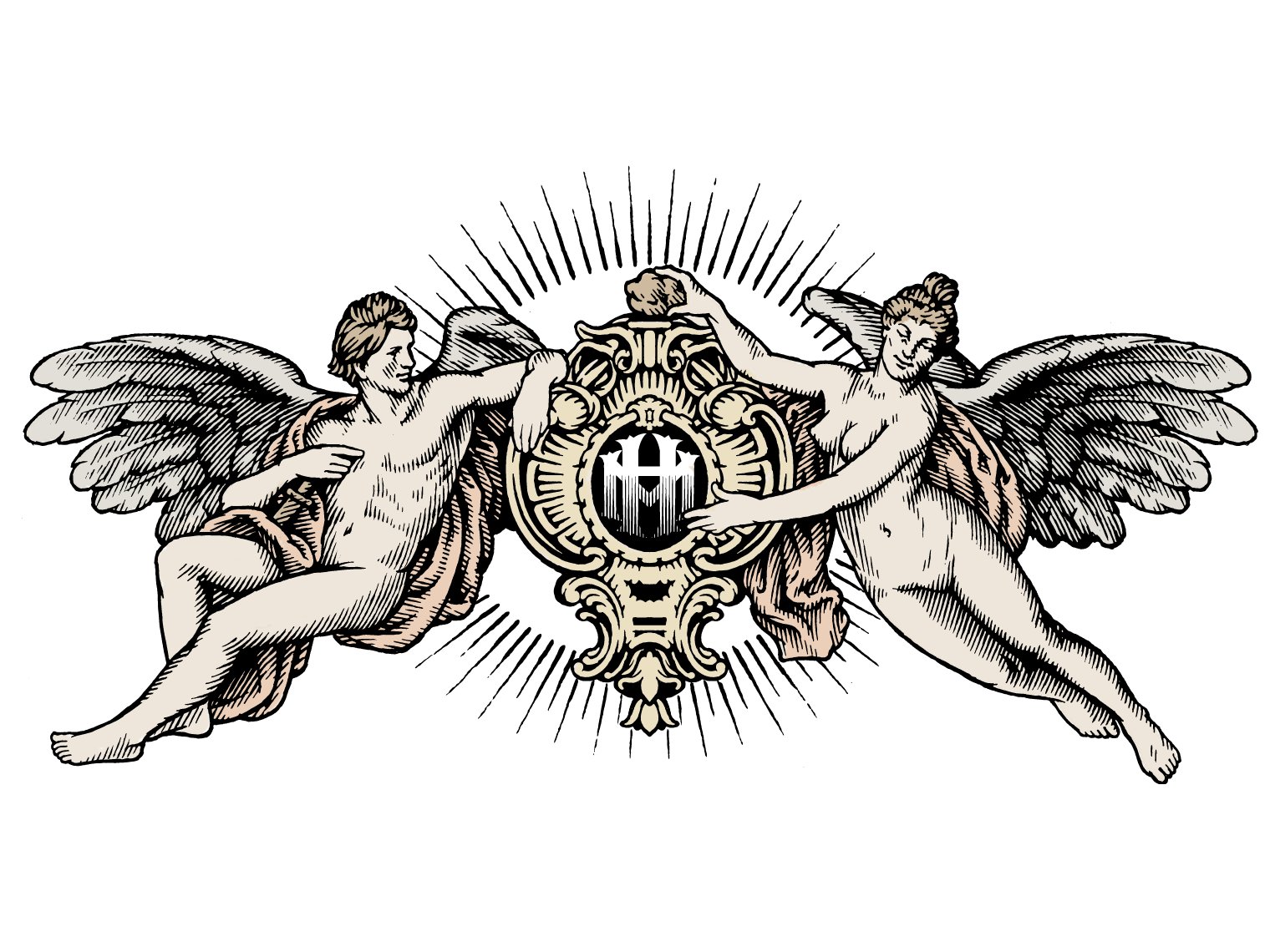 Pen and ink illustration of a Theater's statuary for its logo emblem design engraving illustration logo pen and ink vector art vintage