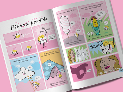 Little comics book characters design comics fun gift girl illustration pink popcorn xmas