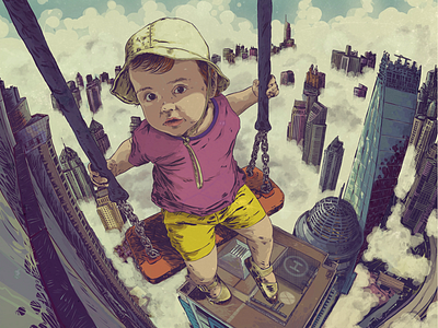 Magenta on the swing digitalillustration illustration ipadart ipadillustration portrait