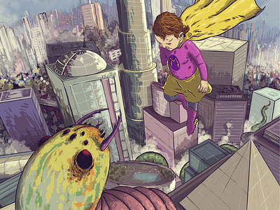 Magenta facing the giant bug drawing fantasyart illustration ipadart ipadillustration portrait