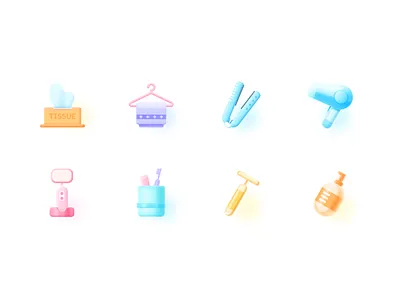 Icons-Bathroom-2 bathroom design hair dryer icon lotion massage stick photoshop tissue toothbrush towel ui