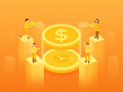 Time is money clock coin gold money people time