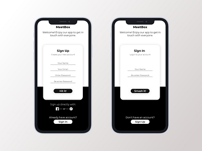 Dark Theme "Sign in/Sign up" app design dribbble ios iphone login design mobileapps sign in sign up startup screens typography ui ui ux uidesign uiuxdesign