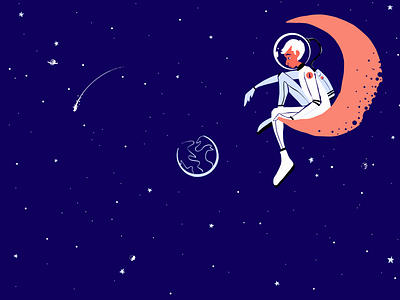 Just need some space. adobe draw adobe sketch alone apple pencil astroboy astronaut boy crescent design earth illustration man moon planet shooting star sitting sketch space stars vector