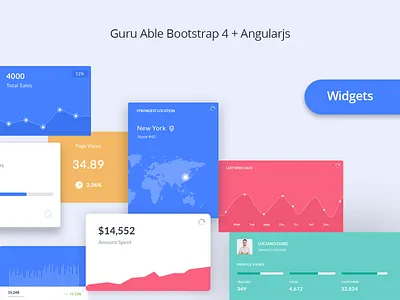 WIDGETS for Guru Able Admin Dashboard admin dashboard admin template admin theme angularjs bootstrap 4 branding design ui widget widgets