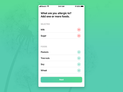 Allergy App allergy ios list sketch ui ui ux design ux design аллергия дизайн