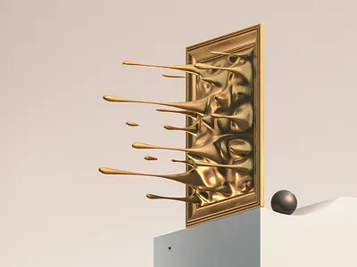 Extroverted Drips 3d art artwork design drips extrovert frame gold golden illustration surreal surrealisim