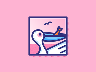 003 Pelican daily challenge fishing flat illustration miguelcm nature pelican tile