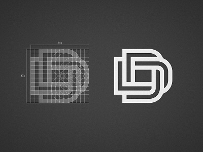 Decore Deco - Grid Design black and white letters bold interlaced cloth logo cotton logomark d clever monogram dd initials decore deco icon design identity designer sketch process smart mark wool symbol