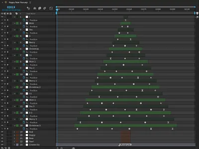 Happy New Year.aep after affects after effects animation christmas christmas tree keyframes layers making of mograph motion design new year 2019 new year tree