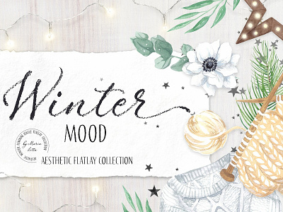 Winter mood aesthetic flatlay set aesthetic flatlay set branding identity bridal shower decoration calendars cosmetic flatlay set gift wrapping paper greeting cards invitations modern moodboards posters scrapbooking social media projects stationery surface patterns textile design wall art winter winter mood