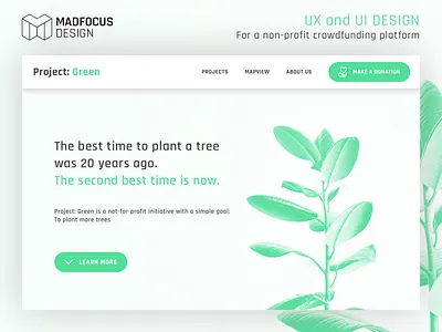 Project: Green - Crowdfunded urban and rural plantations branding design typography ui ux web website