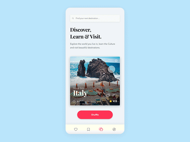 Travel Selection - Animated adobe xd app design app modern travel ui ui ux ux animation ux design vector