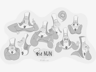 The nun - expression sheet 2d art animation design character animation character art character concept character design character sketch christian christian design design emotion emotional design expression illustration nun pose sheet