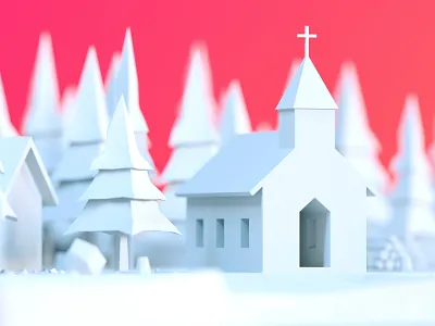 Tiny church 3d c4d cinema 4d design illustration render