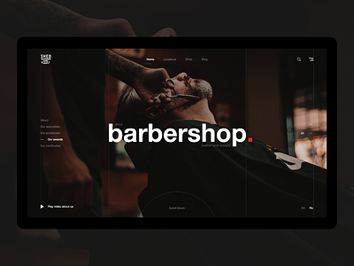 Shed barbershop redesign abstraction art barber barbershop black dark design dribbble minimalist redesign shed sxtez typography ui ux