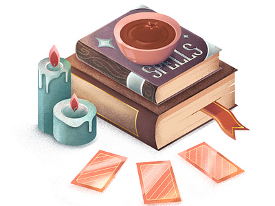 Books of spells adobe adobe ilustrator book candle dribbble dribbler illustator illustration magic pink spell spells textured vector