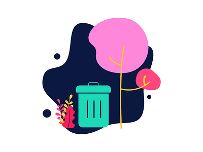 Cleanliness bin clean design flat garbage illustration leaves nature trashbin trashcan tree