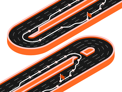 Driving Test drive flag illistration isometric road test