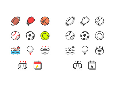 ESPN Sports Icons baseball basketball boxing espn football golf iconography icons illustration soccer sports swimming tennis