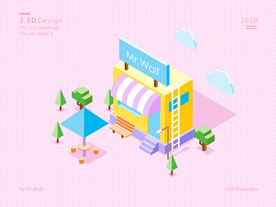 2.5d small yard 2.5d design house design illustration vector