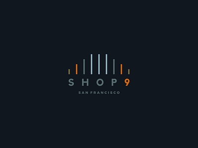 Shop 9 - San Francisco Logo 9 art branding bridge cables design golden gate bridge identity illustration line logo nine pillar retail shop shopping simple small business store store logo