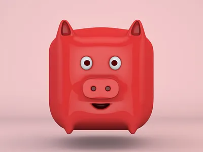 Red Pig，The Year of the Pig 2019 3d c4d china cute design logo new year pig red 品牌 设计