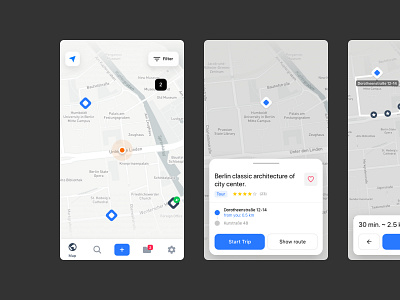 City trips city life concept design guide map navigation trip ui ux zipl