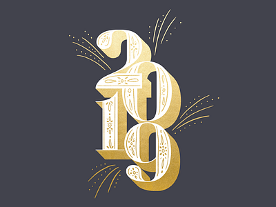 2019 2019 calligraphy clean design gold illustration lettering minimal new year typography