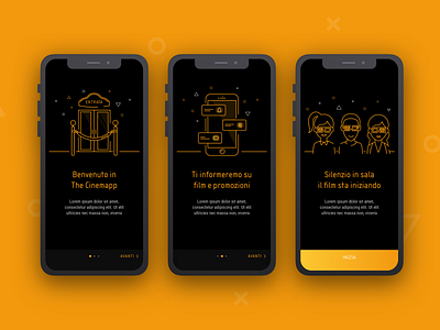 Cinema Walkthrough cinema cinema app illustration tutorial ui ux walkthrough