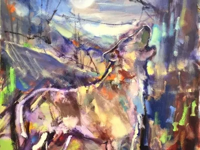 Wolf -First Moon of 2019 by Mark Gray animal paintings fine art full moon moon paintings wolf