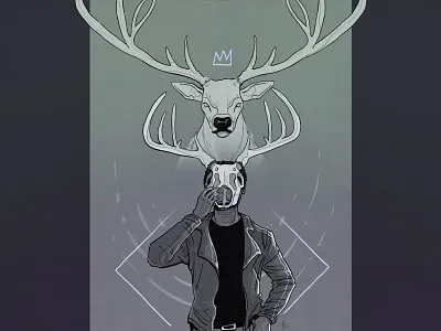 Go out in the woods art character design character designs deer illustration skull