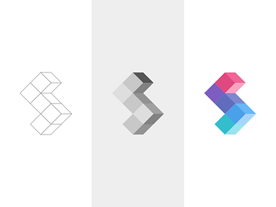 Geometric Tetris S Cube Logo 2d 3d block branding cube flat geometric icon illustration logo minimal s tetris tutorial vector