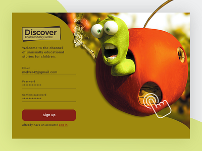 Sign up page for Daily UI #001 apple challenge dailyui kids signup worm