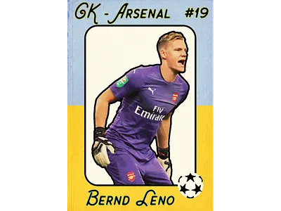 Bernd Leno advertisement arsenal fc branding design football illustration illustrator photoshop player card poster typography vector vintage
