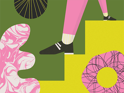 Stepping Into abstract design feet green illustration illustrator legs pattern photoshop pink shoes texture vector yellow