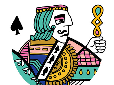 Jack of Spades crown deck of cards hair hand drawn illustration jack jack of spades royal vector