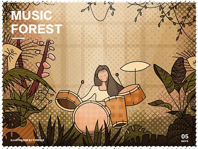 Instrument in My Heart design girl illustration music 人 森林