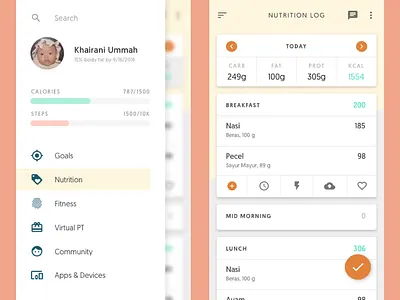 Nutrition Log nutrition sketch app ui