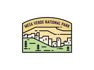 Mesa Verde Badge ancestral puebloan badge colorado line art mesa verde minimal national park patch ruin southwest sticker
