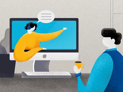 Closer to you blue chat closer customer design dribbble illustration social style text video