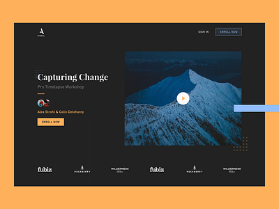 Alex Strohl - Workshop Landing alex strohl dark filmmaker flat design minimal photgraphy website workshop