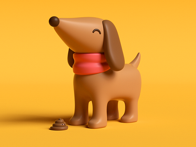 Dog & poop 3d c4d character design dog fun illustration poop