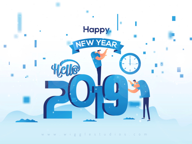 New Year 2019 aftereffects animation blackonewhitegk blue concept design explainervideo firebeez fun gradient illustration illustrator motiongraphics poster vector